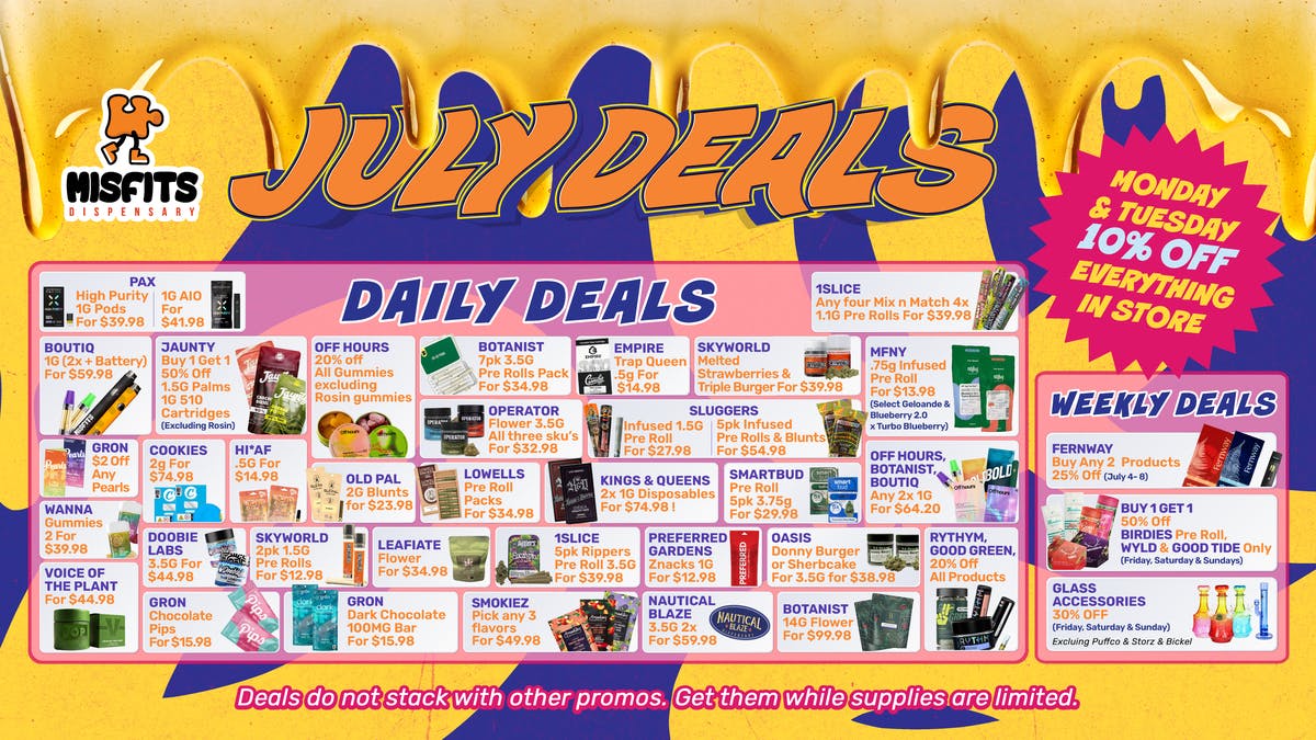 Misfits Dispensary Knock Your Socks Summer Deals ! MISFITS DISPENSARY