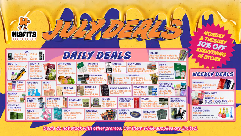 Misfits Dispensary Knock Your Socks Summer Deals ! MISFITS DISPENSARY