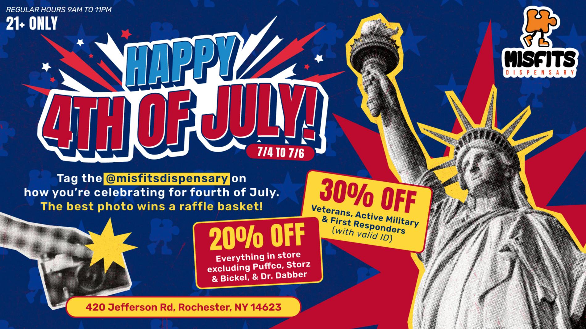 Misfits Dispensary JULY 4th BOOOM 20% OFF ENTIRE STORE.