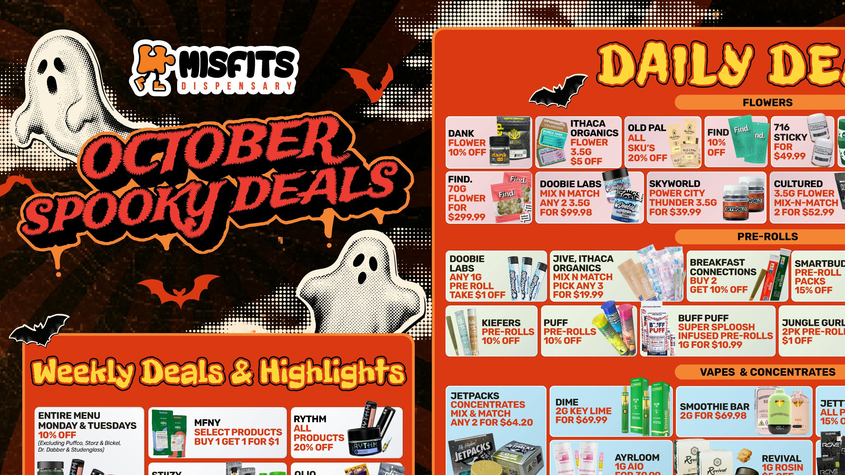 Misfits Dispensary OCTOBER SPOOKTACULAR DEALS !