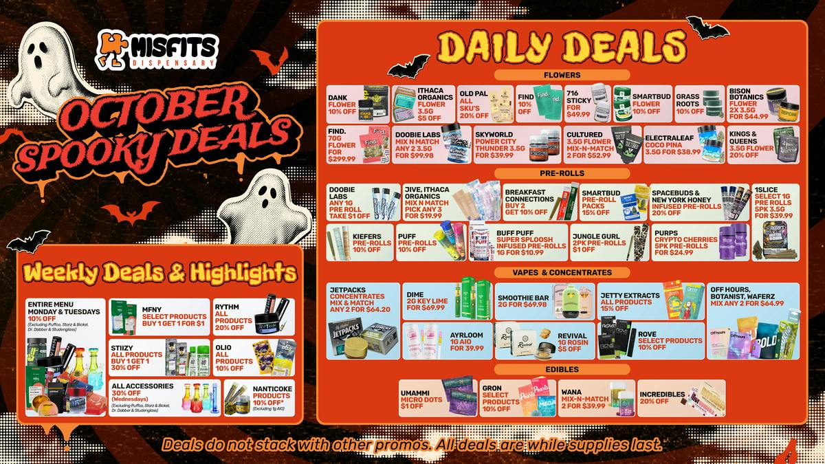 Misfits Dispensary OCTOBER SPOOKTACULAR DEALS !