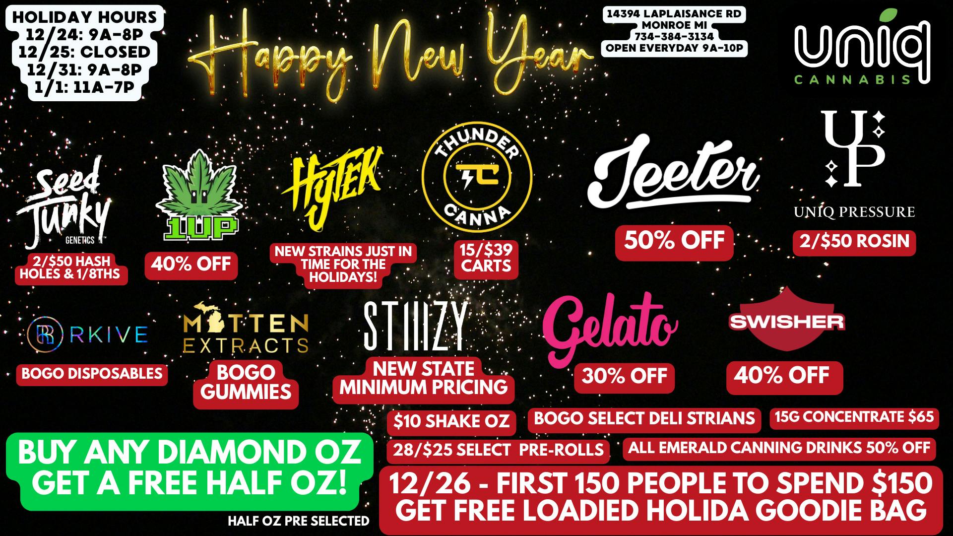 Uniq Cannabis Dispensary Monroe Bring in The New Year with Uniq Deals!