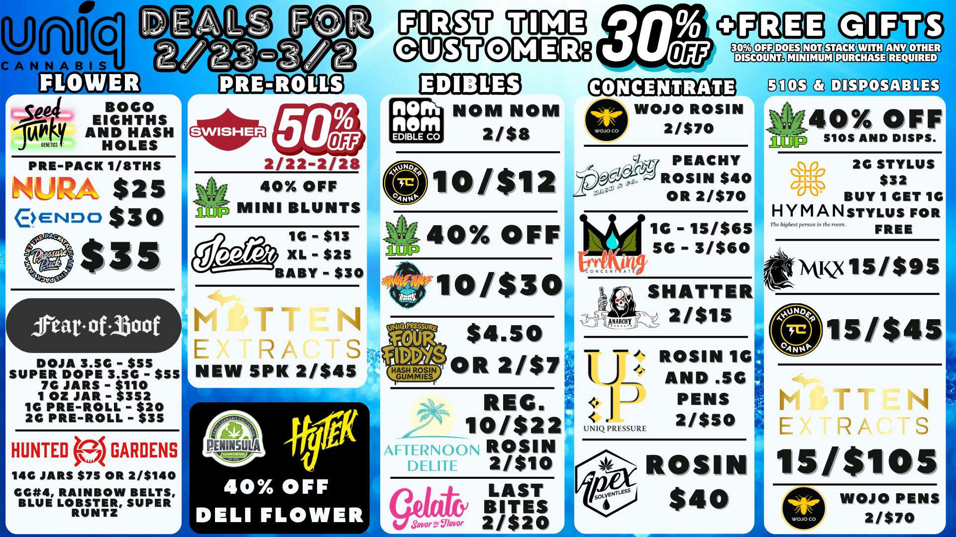 Uniq Cannabis Dispensary Monroe End of Month Deals for Uniq!