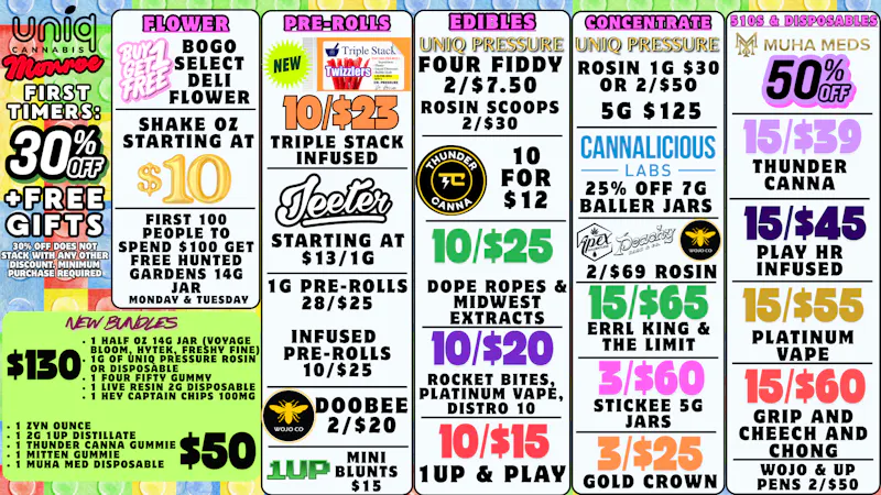 Uniq Cannabis Dispensary Monroe New Bundles at Uniq!
