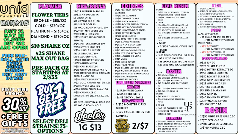 Uniq Cannabis Dispensary Monroe New Deals at Uniq Monroe!