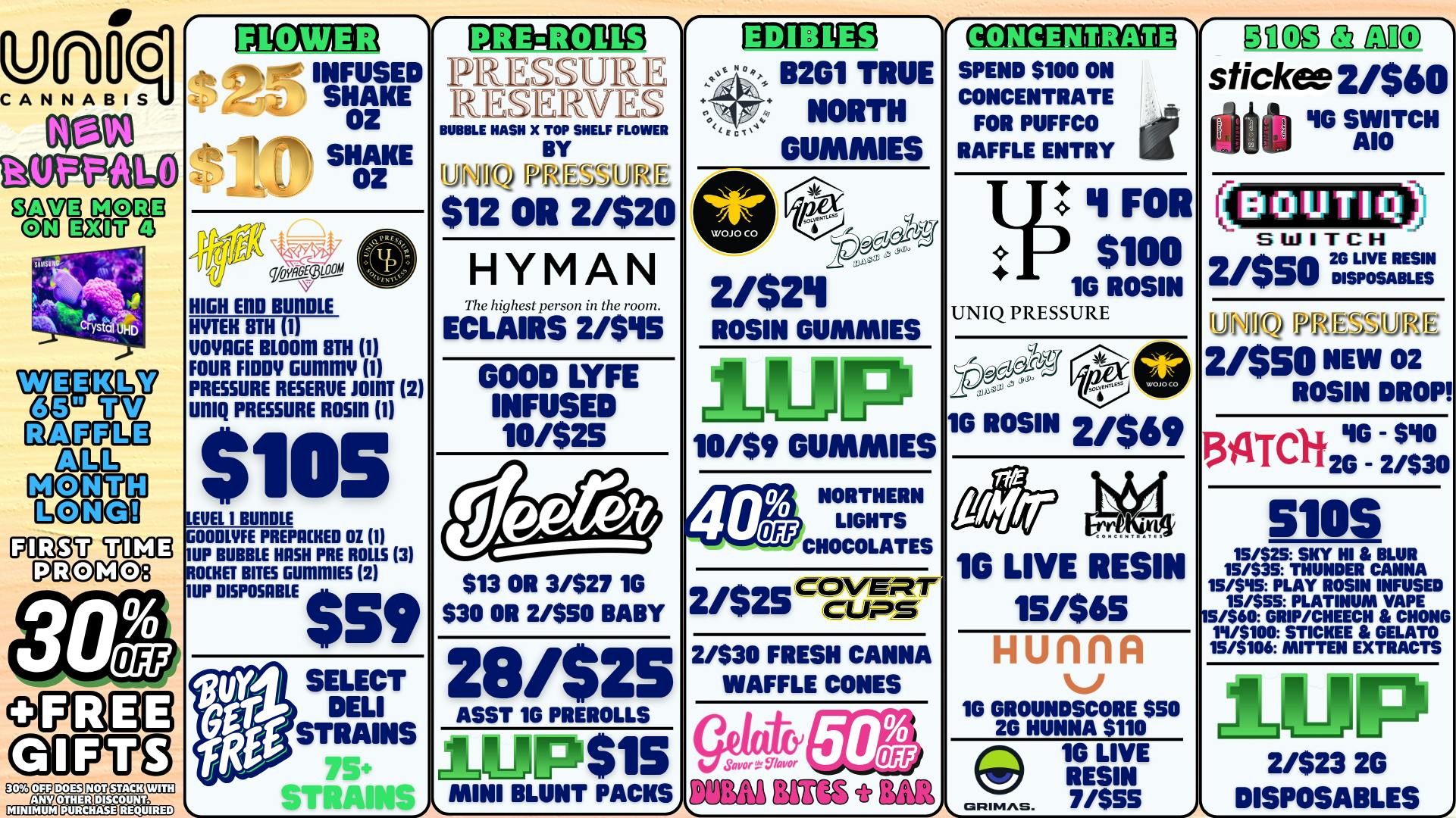 Uniq Cannabis The Best of New Buffalo at Uniq. BOGO SELECT DELI!