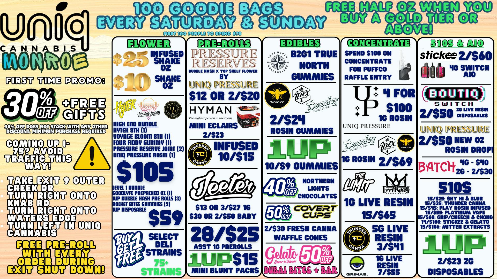 Uniq Cannabis Dispensary Monroe Monroe's Best Deals! Largest BOGO Deli Selection!