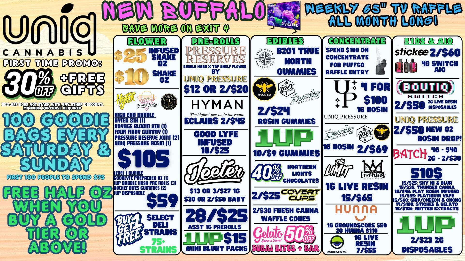Uniq Cannabis The Best of New Buffalo at Uniq. BOGO SELECT DELI!