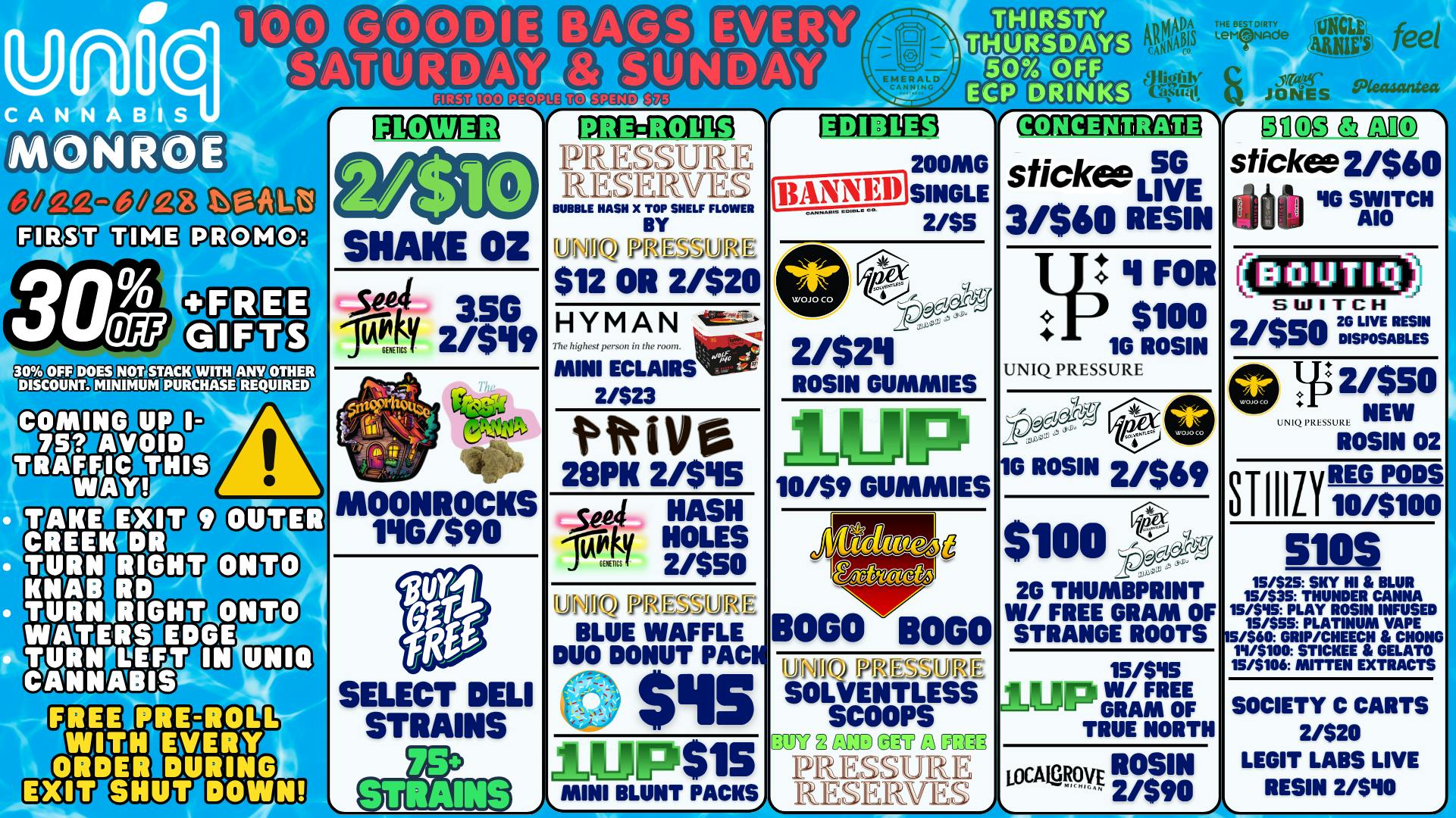 Uniq Cannabis Dispensary Monroe Monroe's Best Deals! Largest BOGO Deli Selection!