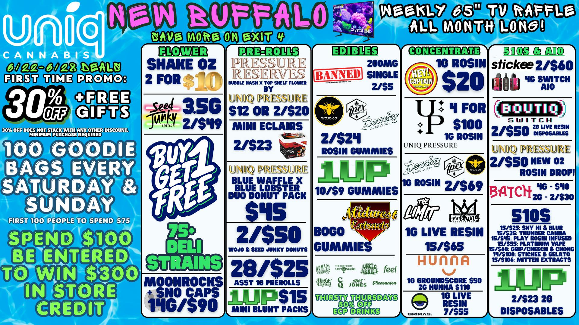 Uniq Cannabis The Best of New Buffalo at Uniq. BOGO 75+ STRAINS!