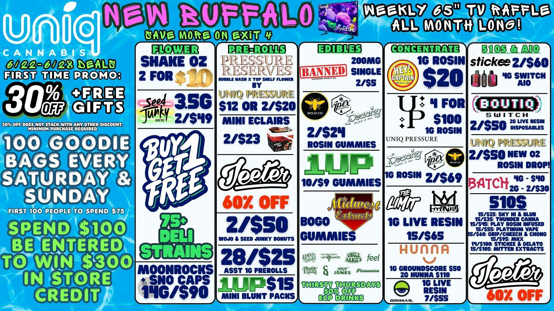 Uniq Cannabis The Best of New Buffalo at Uniq. BOGO 75+ STRAINS!