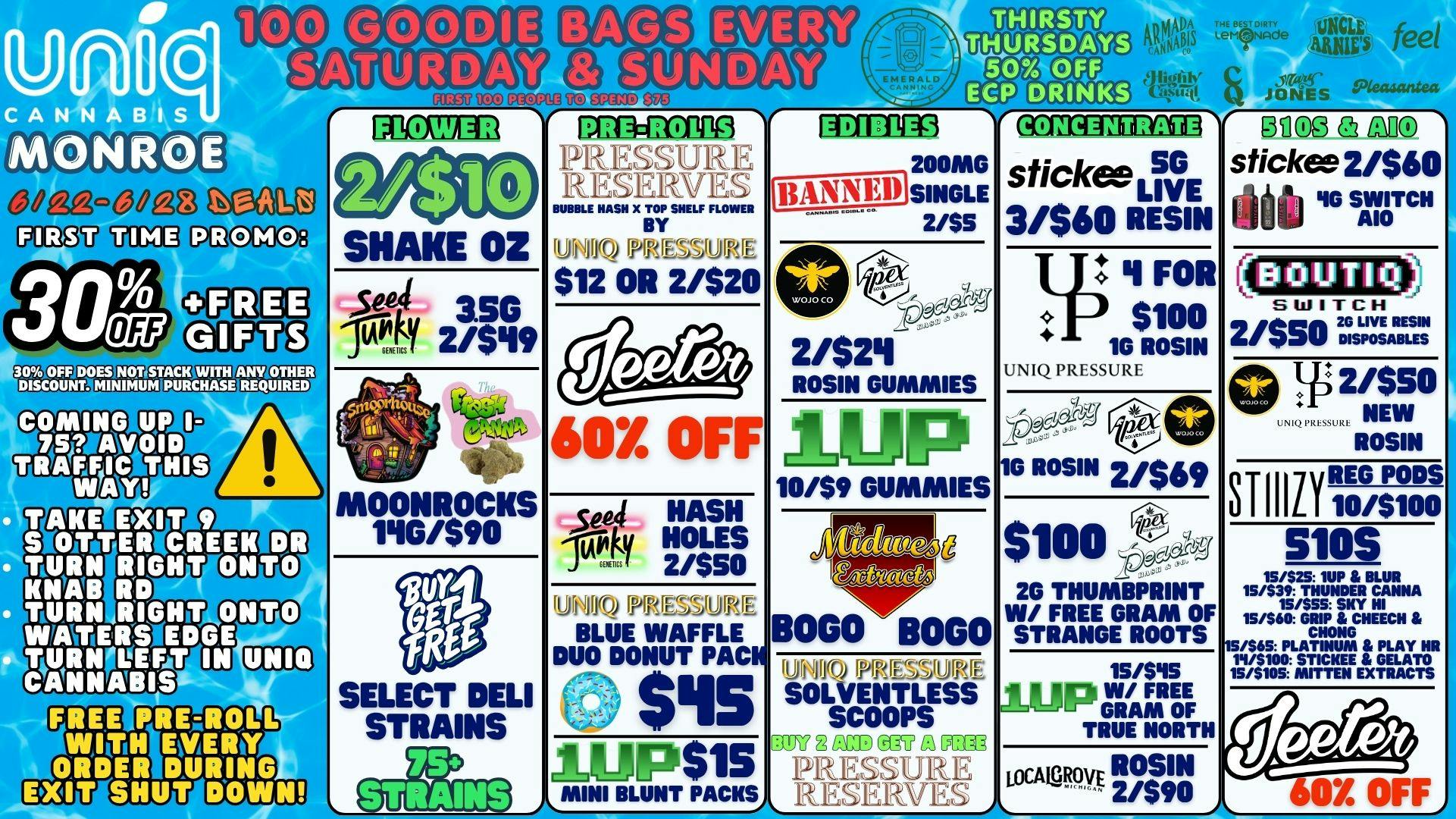 Uniq Cannabis Dispensary Monroe Monroe's Best Deals! Largest BOGO Deli Selection!
