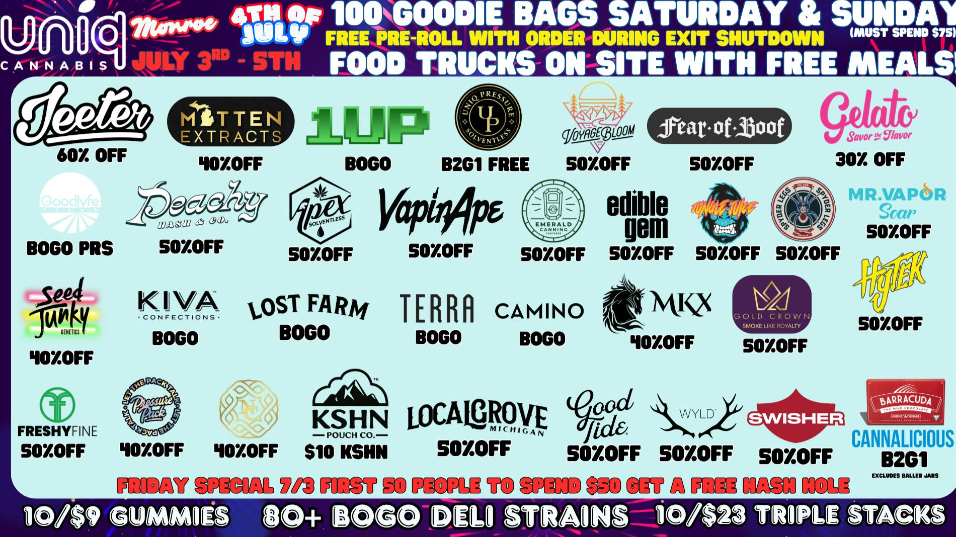 Uniq Cannabis Dispensary Monroe At Uniq Celebrate 4th of July with up to 60% Off!