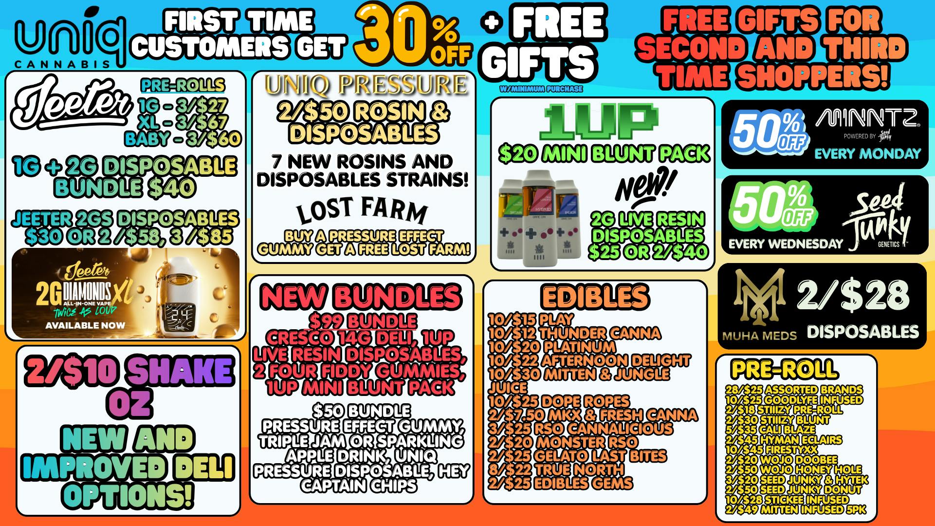 Uniq Cannabis Dispensary Monroe Uniq Has the Goods! - 30% off New Customers!