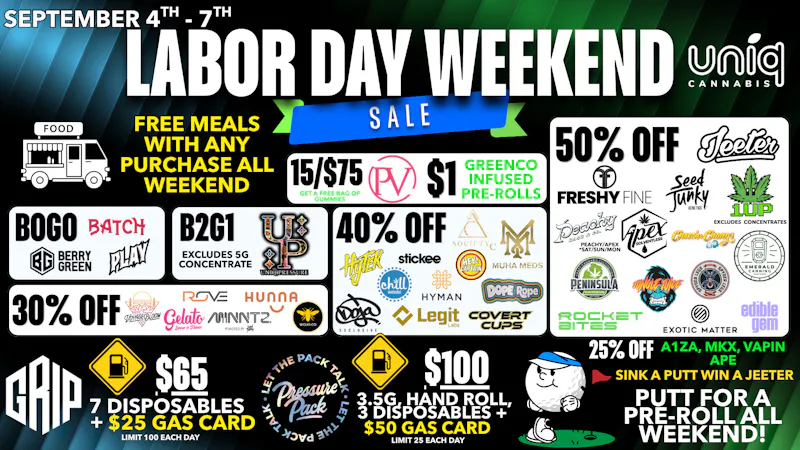 Uniq Cannabis Gas With Gas at Uniq This Labor Day!