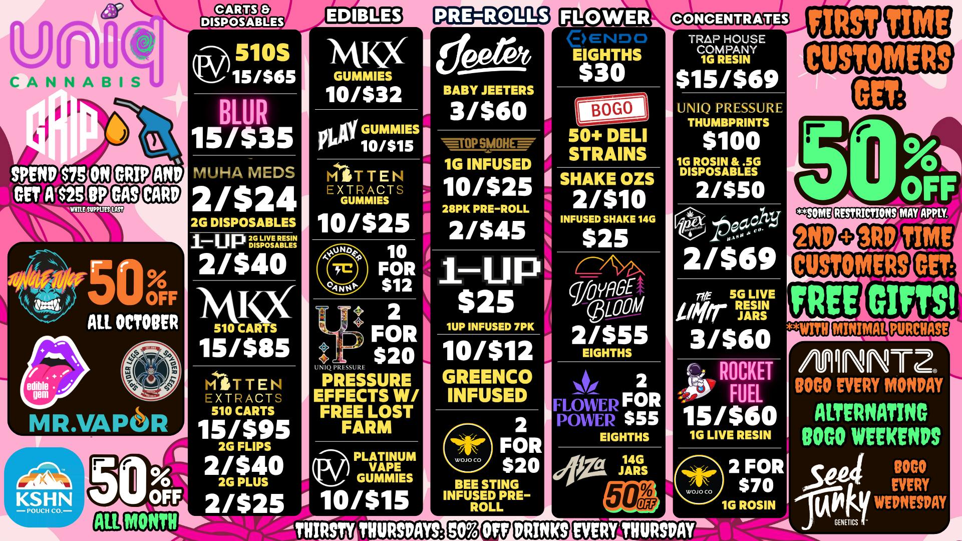 Uniq Cannabis Dispensary Monroe Fall Savings Continue! - 50% Off First Timers!