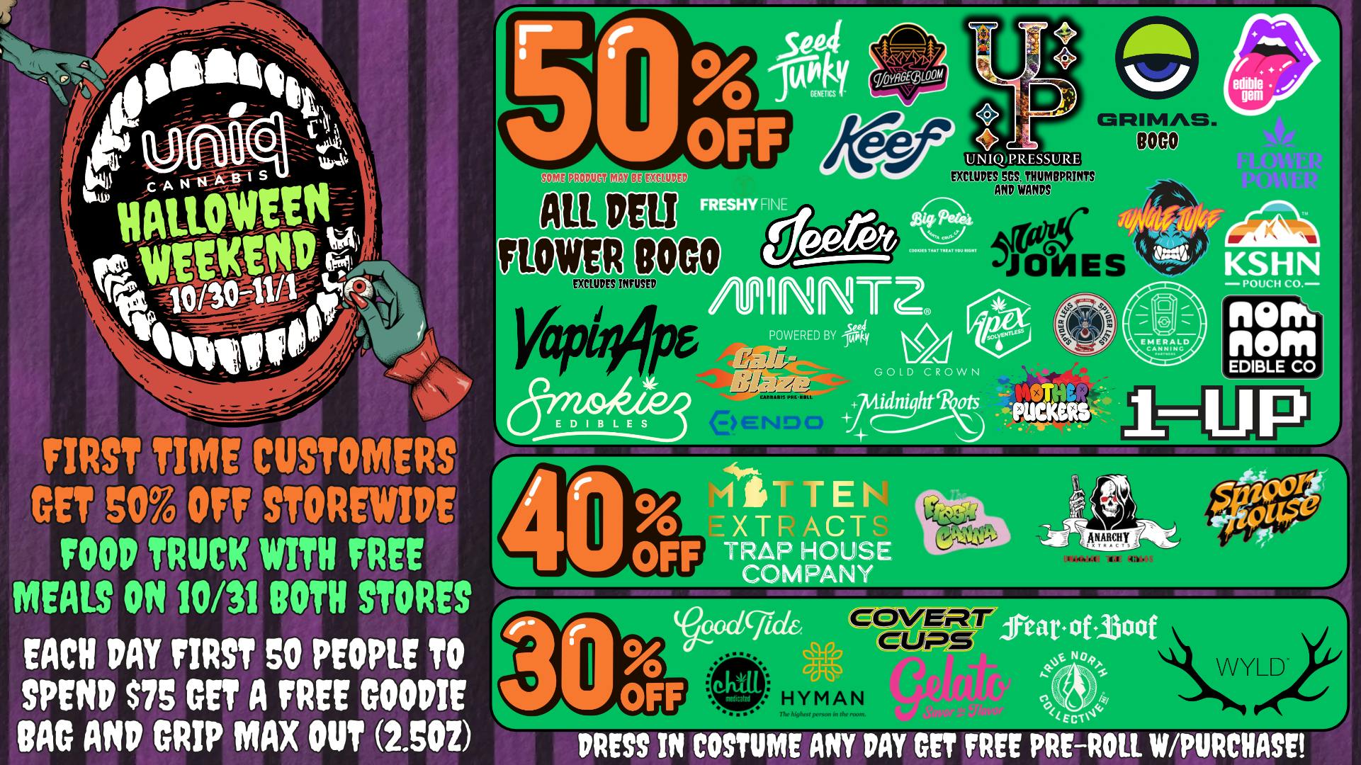 Uniq Cannabis Dispensary Monroe HALLOWEED IS HERE! UP TO 50% OFF STOREWIDE!