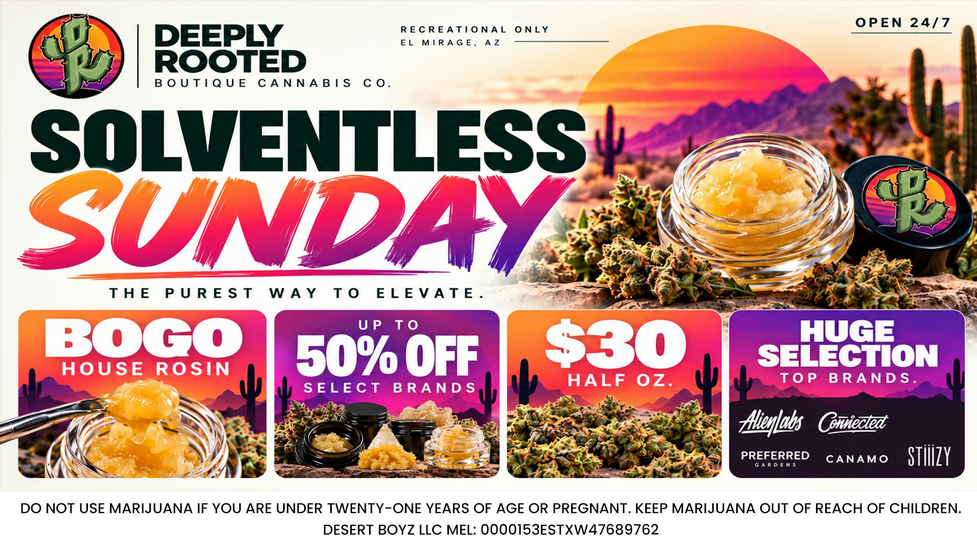 Deeply Rooted Boutique Cannabis Company SOLVENTLESS SUNDAY | 10.11.2026
