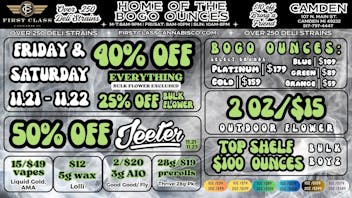 First Class Camden (formerly Dispo) 💨✶40% OFF ENTIRE STORE✶💨2OZ/$15💨✶BOGO OZ'S✶💨