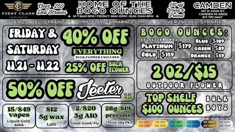 First Class Camden (formerly Dispo) 💨✶40% OFF ENTIRE STORE✶💨2OZ/$15💨✶BOGO OZ'S✶💨