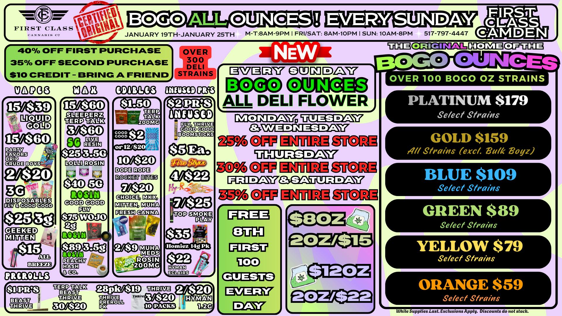 First Class Camden (formerly Dispo) ✶💨BOGO OUNCES💨✶OVER 300 STRAINS!✶💨2OZ/$15✶💨