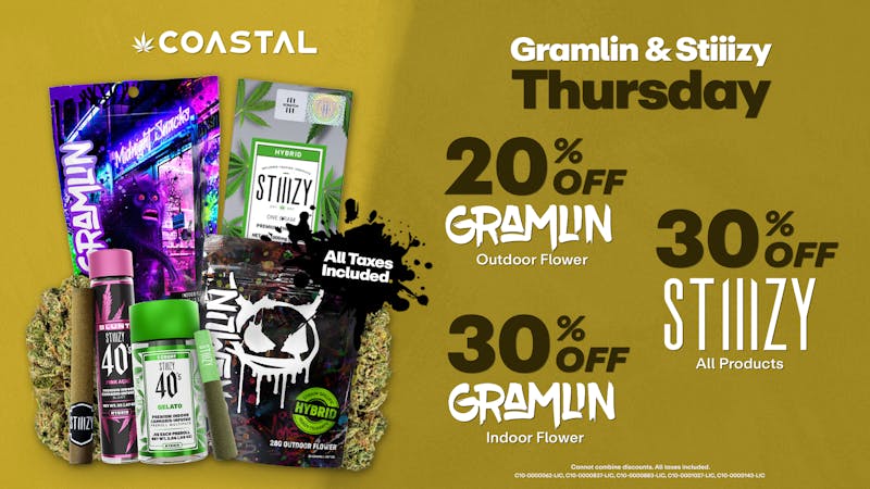 Coastal Dispensary SB Gramlin & Stiiizy Up To 30% Off