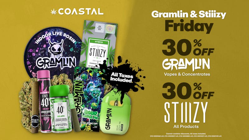 Coastal Dispensary - Vallejo Gramlin and Stiiizy Friday Savings