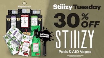 Higher Level - Hollister Stiiizy 30% Off Pods and AIO Vapes