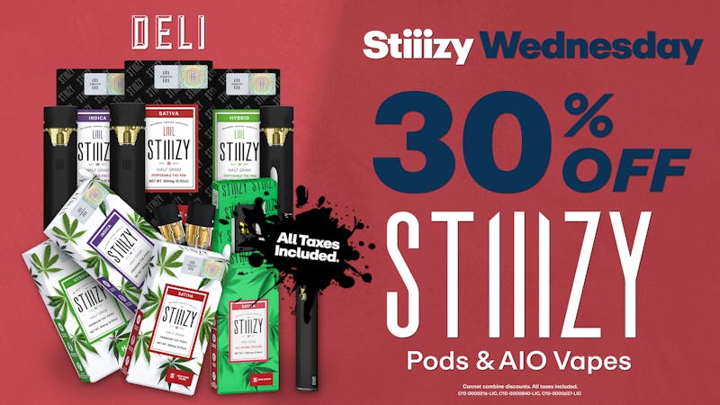 DELI by Caliva 30% Off Stiiizy Vapes + Daily Deals