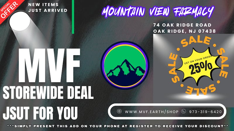 Mountain View Farmacy "25% Off Everything – This Week Only at MVF"