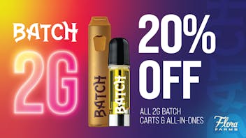 Flora Farms - Stateline 20% Off Batch 2g Carts & All-in-Ones