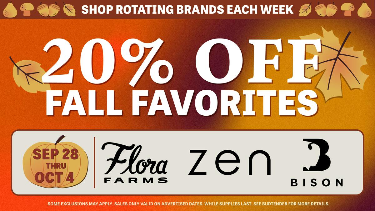 Flora Farms - Stateline 20% off Flora Farms, Zen, Bison (Excludes 14g)