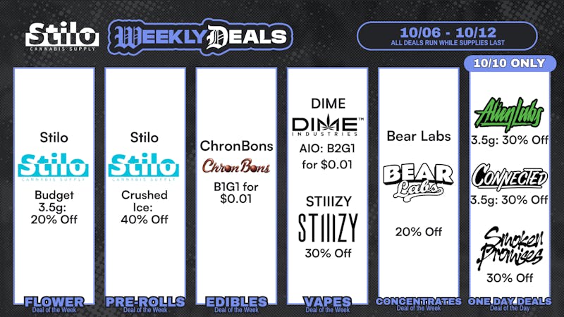 Stilo Supply Up to 40% Off: STIIIZY, DIME, Bear Labs + MORE! 💨