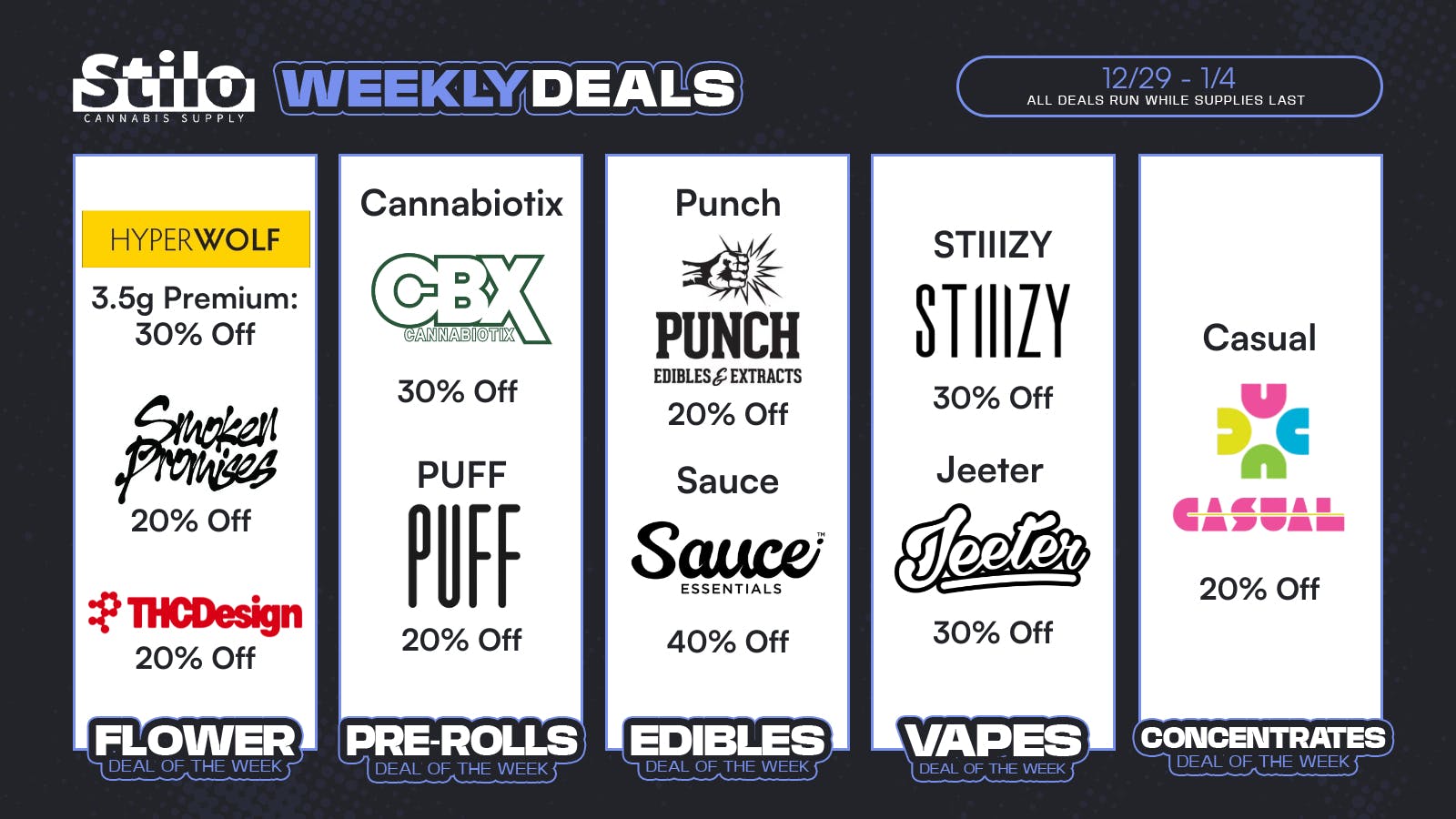 Stilo Supply Up to 40% Off: Jeeter, Sauce, CBX + MORE! 🎆