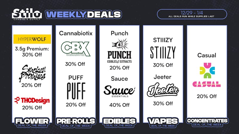 Stilo Supply Up to 40% Off: Jeeter, Sauce, CBX + MORE! 🎆