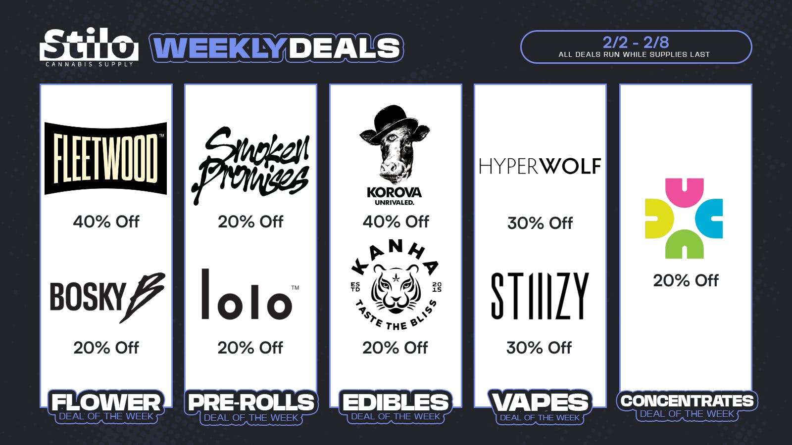 Stilo Supply Up to 40% OFF: Fleetwood, lolo, Korova + MORE! 🥦