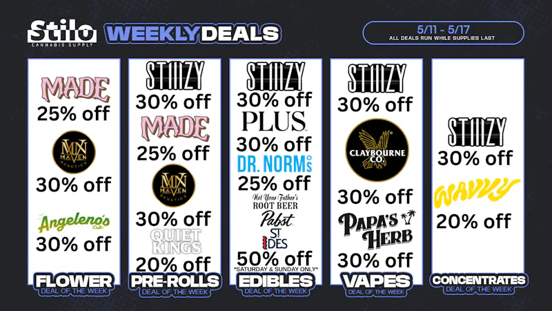 Stilo Supply Up to 50% Off: MADE, Papa's Herb, STIIIZY + MORE!