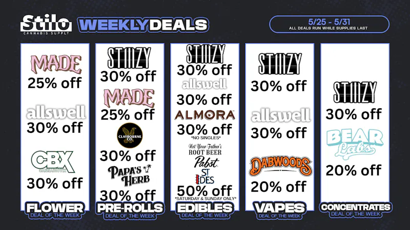 Stilo Supply Up to 50% Off: CBX, Dabwoods, Allswell + MORE! 🔥
