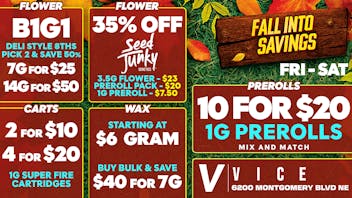 VICE Cannabis Pick 2 Deli Style 8ths for $25🚨35% off Seed Junky