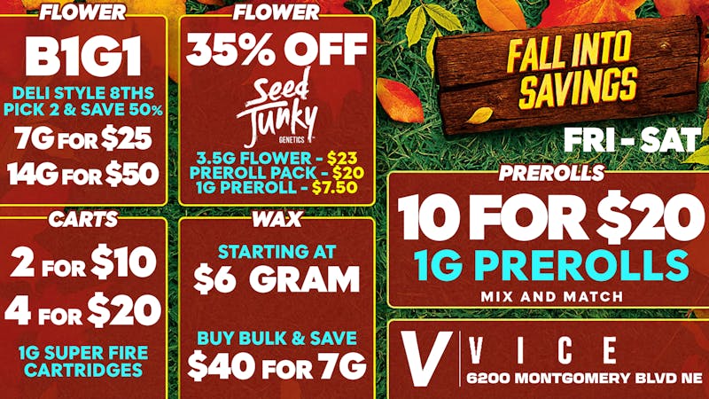 VICE Cannabis Pick 2 Deli Style 8ths for $25🚨35% off Seed Junky