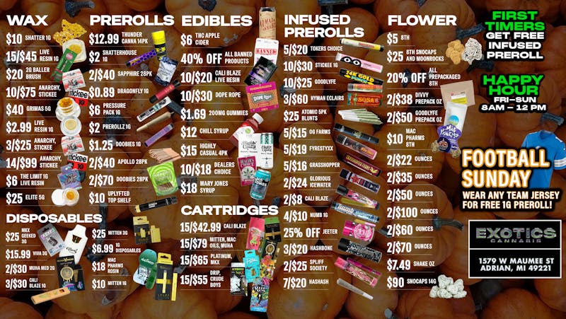 Exotics Cannabis - Adrian - NOW OPEN! 🔥LOWEST PRICES IN THE STATE!