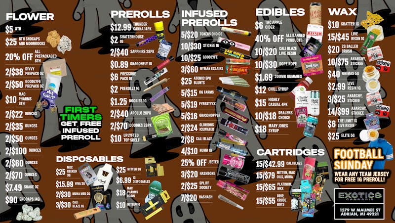 Exotics Cannabis - Adrian - NOW OPEN! 🔥LOWEST PRICES IN THE STATE!