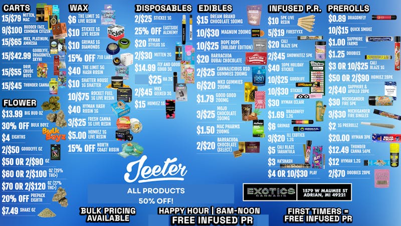 Exotics Cannabis - Adrian - NOW OPEN! 🔥LOWEST PRICES IN THE STATE!