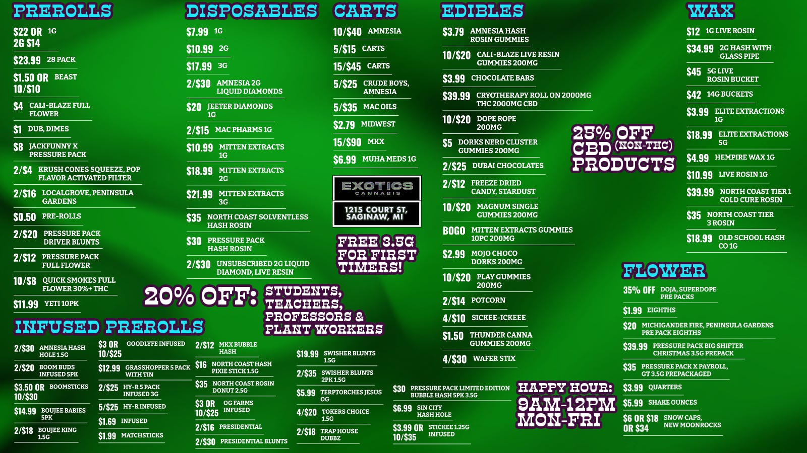 Exotics Cannabis - Saginaw EXOTIC DEALS ALL DAY BEST IN SAGINAW COME SHOP!!