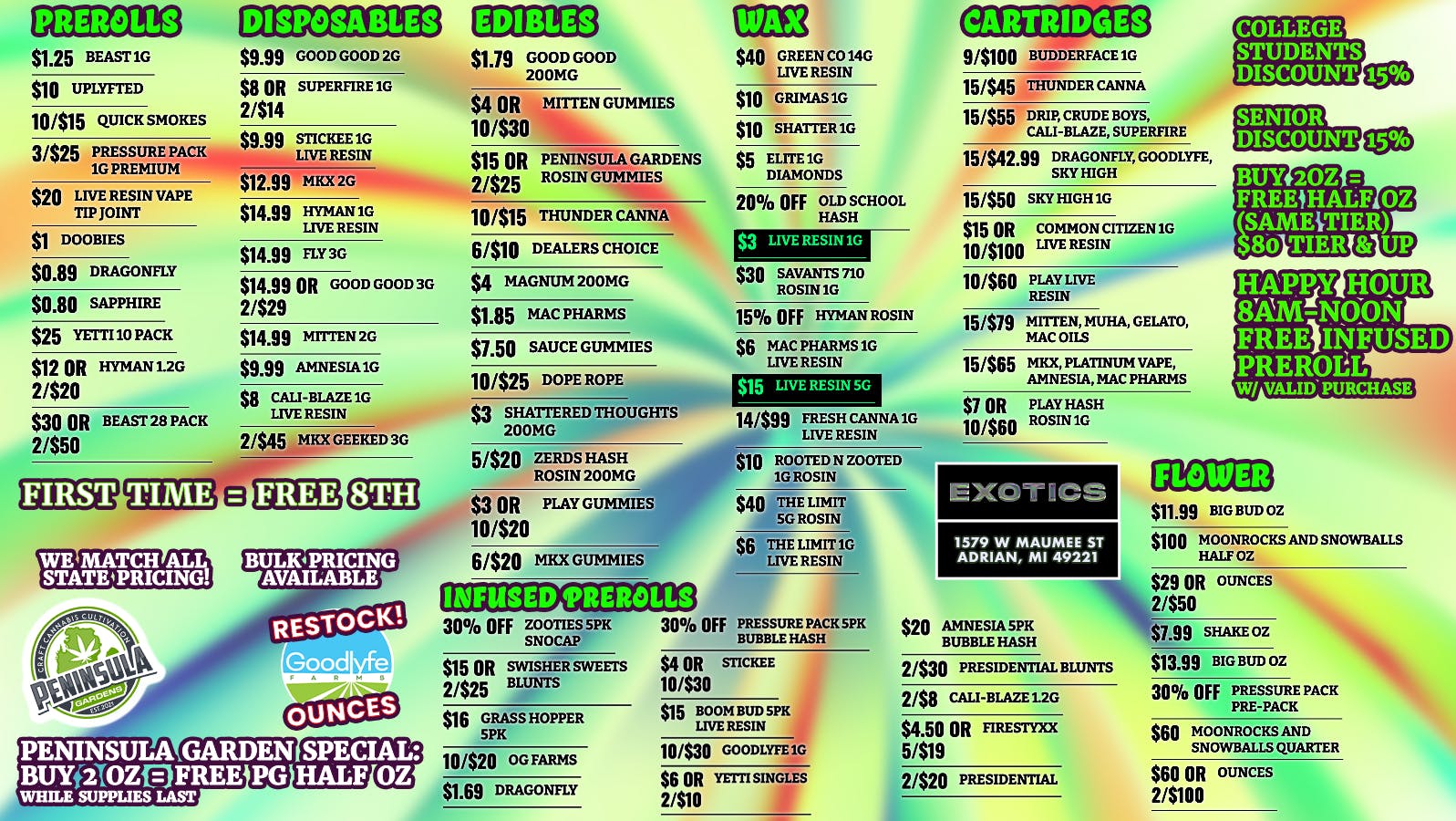 Exotics Cannabis - Adrian - NOW OPEN! 🔥LOWEST PRICES IN MICHIGAN!🔥