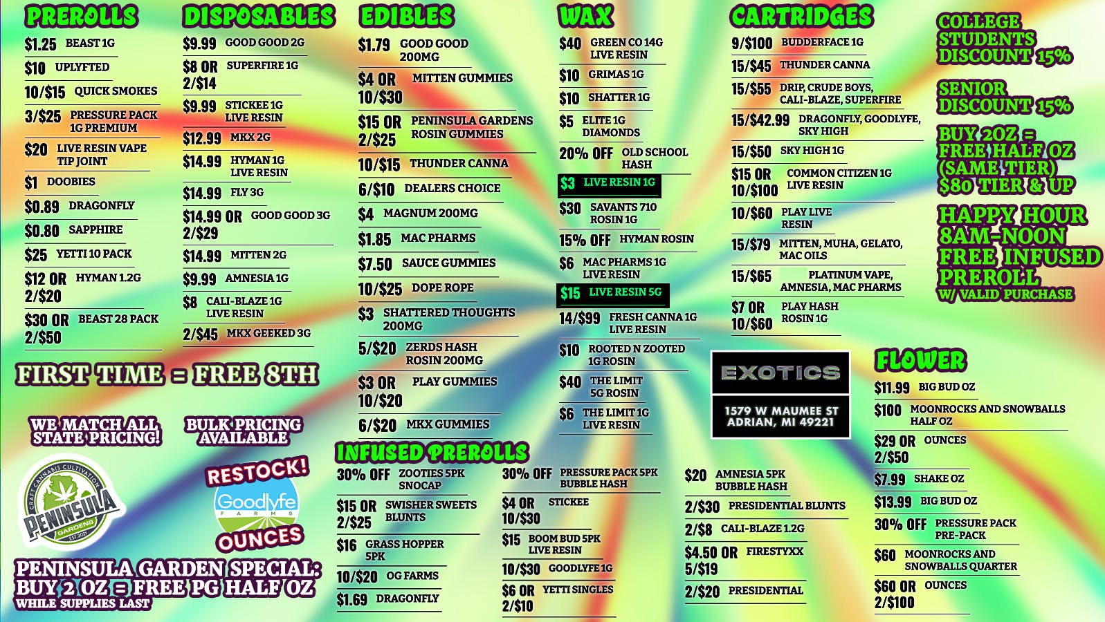 Exotics Cannabis - Adrian - NOW OPEN! 🔥LOWEST PRICES IN MICHIGAN!🔥