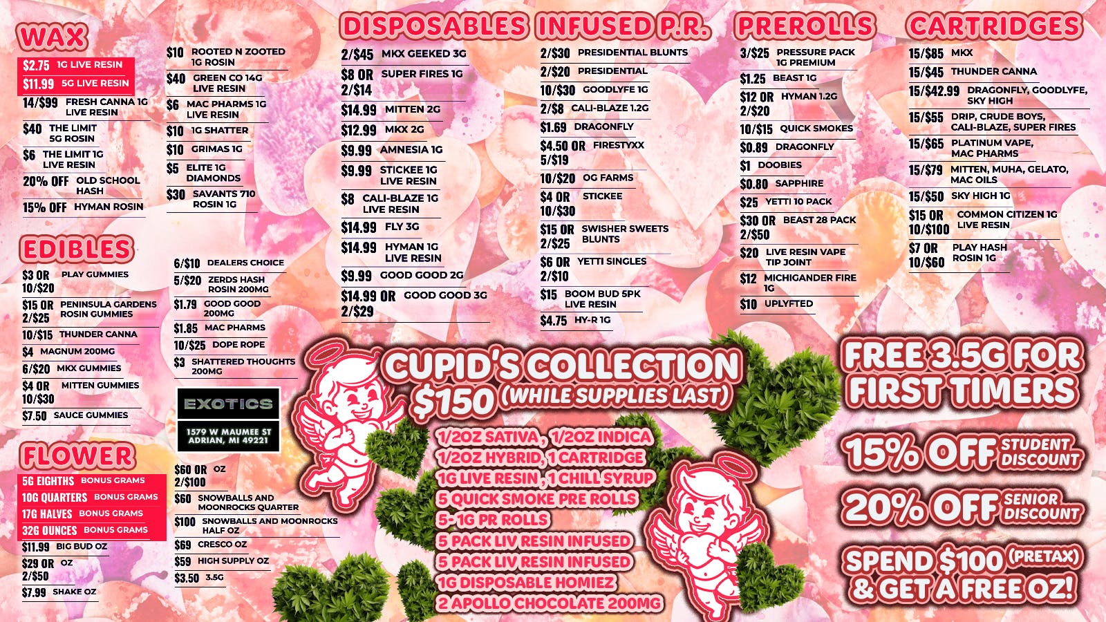 Exotics Cannabis - Adrian - NOW OPEN! 🔥LOWEST PRICES IN MICHIGAN! NO NEW TAX🔥