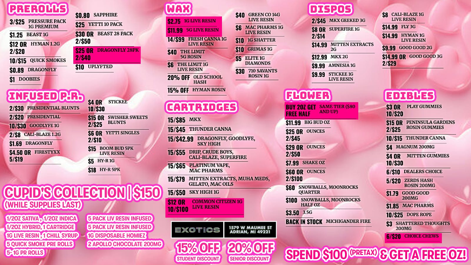 Exotics Cannabis - Adrian - NOW OPEN! 🔥LOWEST PRICES IN MICHIGAN! NO NEW TAX🔥