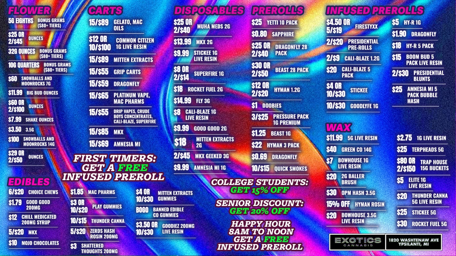 Exotics Cannabis - Adrian - NOW OPEN! Lowest Prices in Michigan 🌱 $11.99 Big Bud OZ