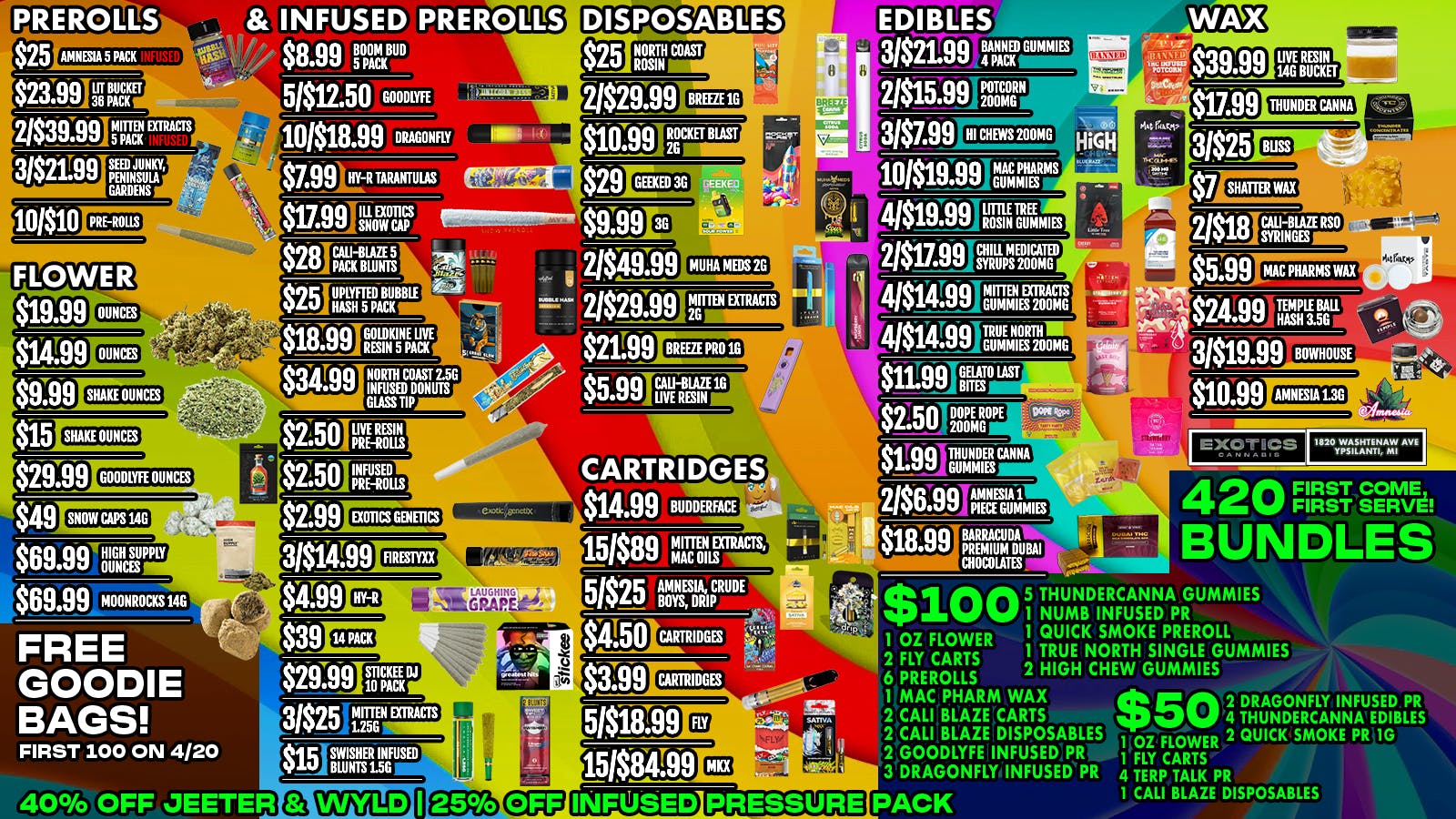 Exotics Cannabis - Ypsilanti 4/20 IS HERE 🔥 BUNDLE BAGS + 40% OFF 💎